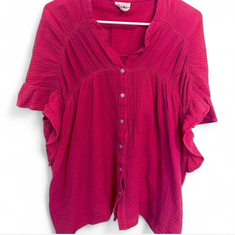 BiBi Fuchsia Button-Up Blouse